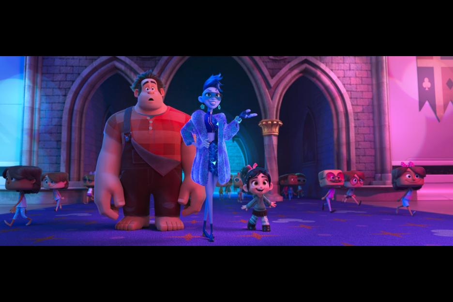 Still photo from Ralph Breaks the Internet with Ralph, Yesss, and Vanellope