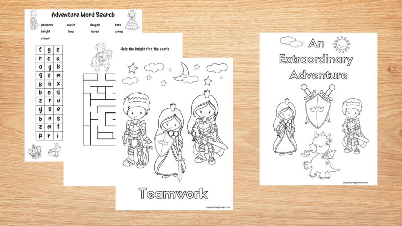 Coloring page examples from printable activity book.