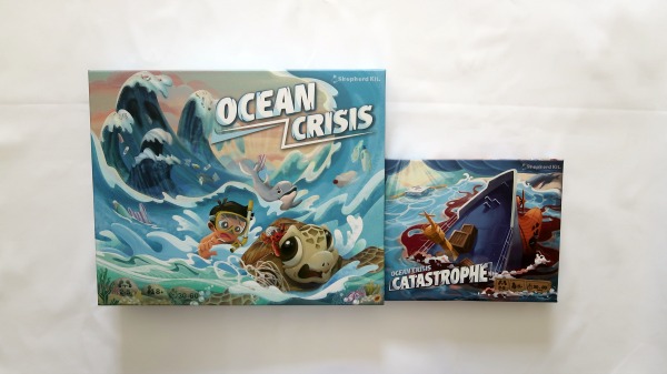 Ocean Crisis and Catastrophe expansion game boxes