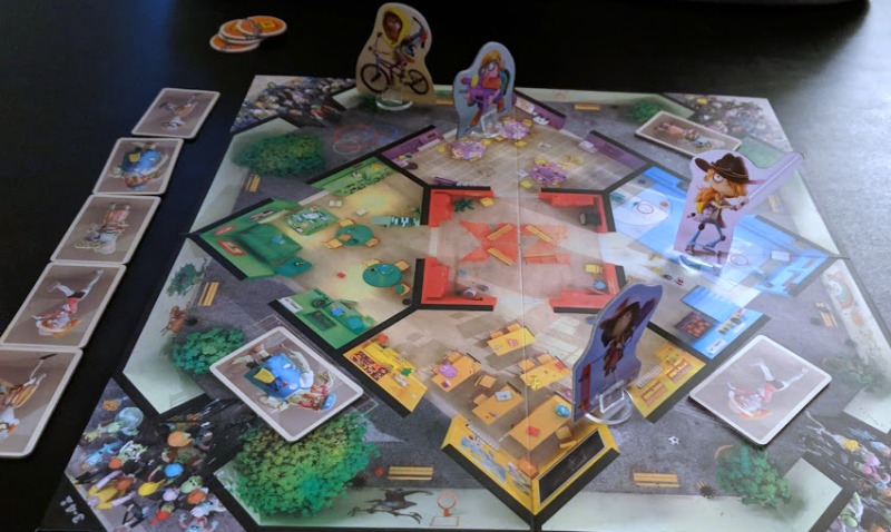 Playing cooperative family legacy board game Zombie Kids Evolution